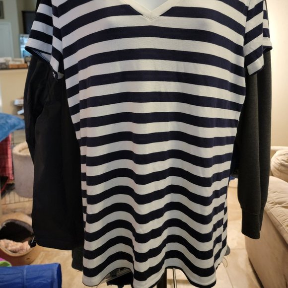 Merona Striped Navy and White T-shirt XXL - Picture 2 of 5